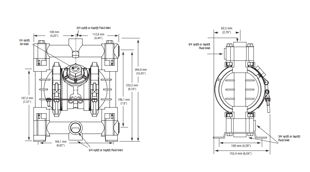 189536 Graco Husky 716 Series 3/4" Santoprene Pneumatic Diaphragm Pump